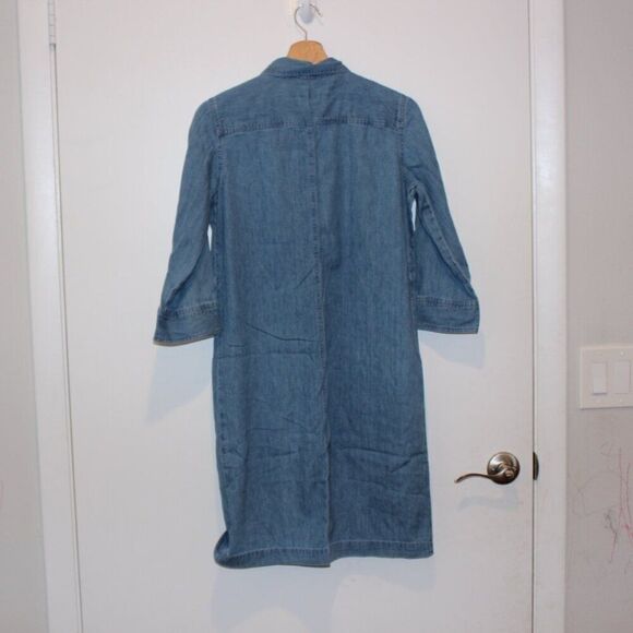 Talbots Blue 100% Cotton Blend Button Down Denim Shirt Dress Women's Size 4 - Picture 4 of 12